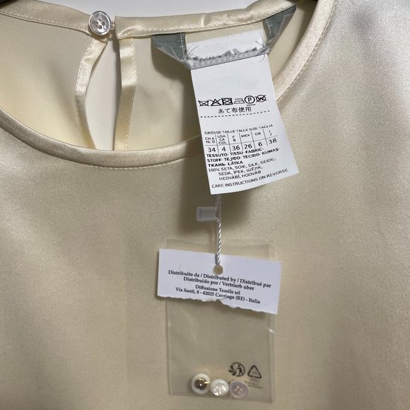 NWT Max Mara Sava French Cuff Silk Blouse Ivory IT38 from Intrend (label cut) - Picture 7 of 11
